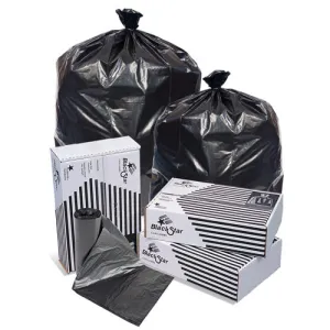 43x47 LLD 1.7 mil Super Heavy Duty Can Liner, Black, 56 gal, Coreless roll, 100 bags/case