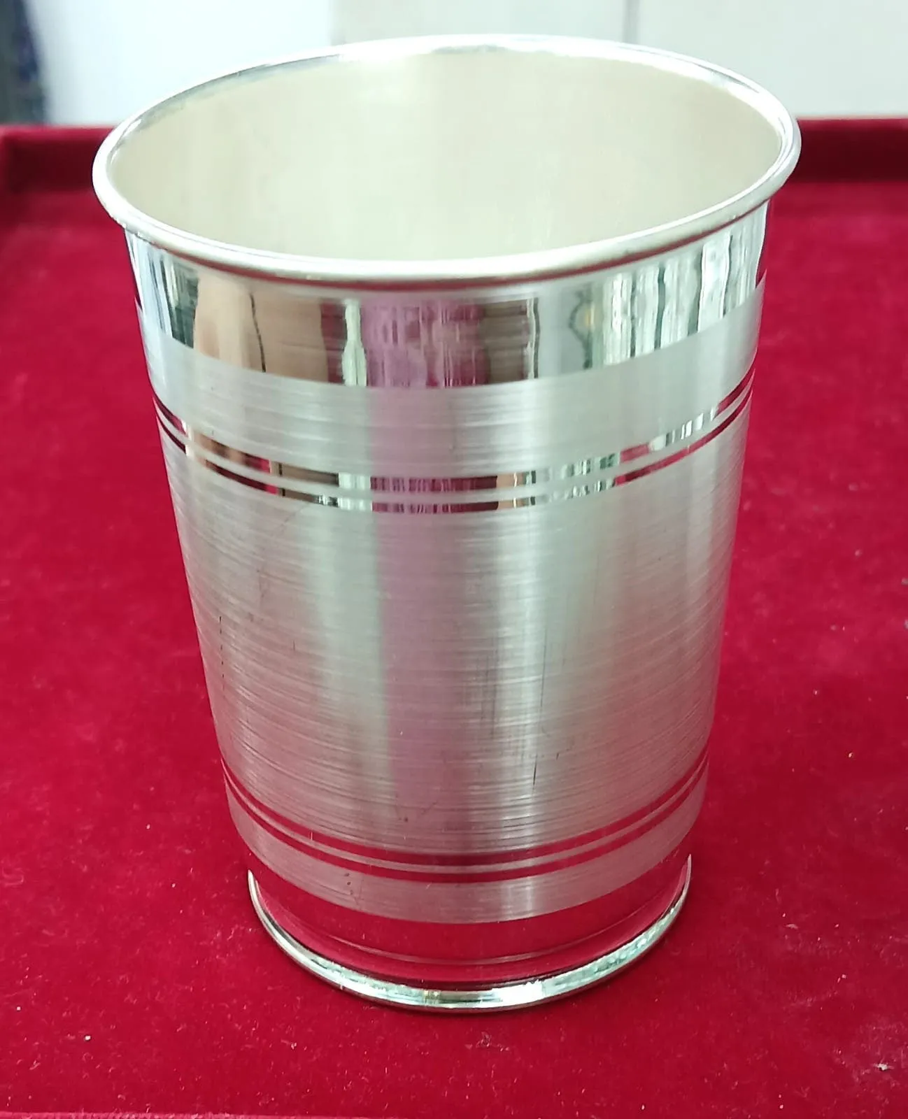 999 fine pure silver glass tumbler handmade water / milk / cup gifting silver utensils or silver vessel - 3.9 inch size, 72 gram approx