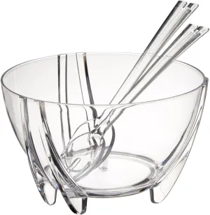 Acrylic Salad Bowl with Servers – 6 Quart Capacity