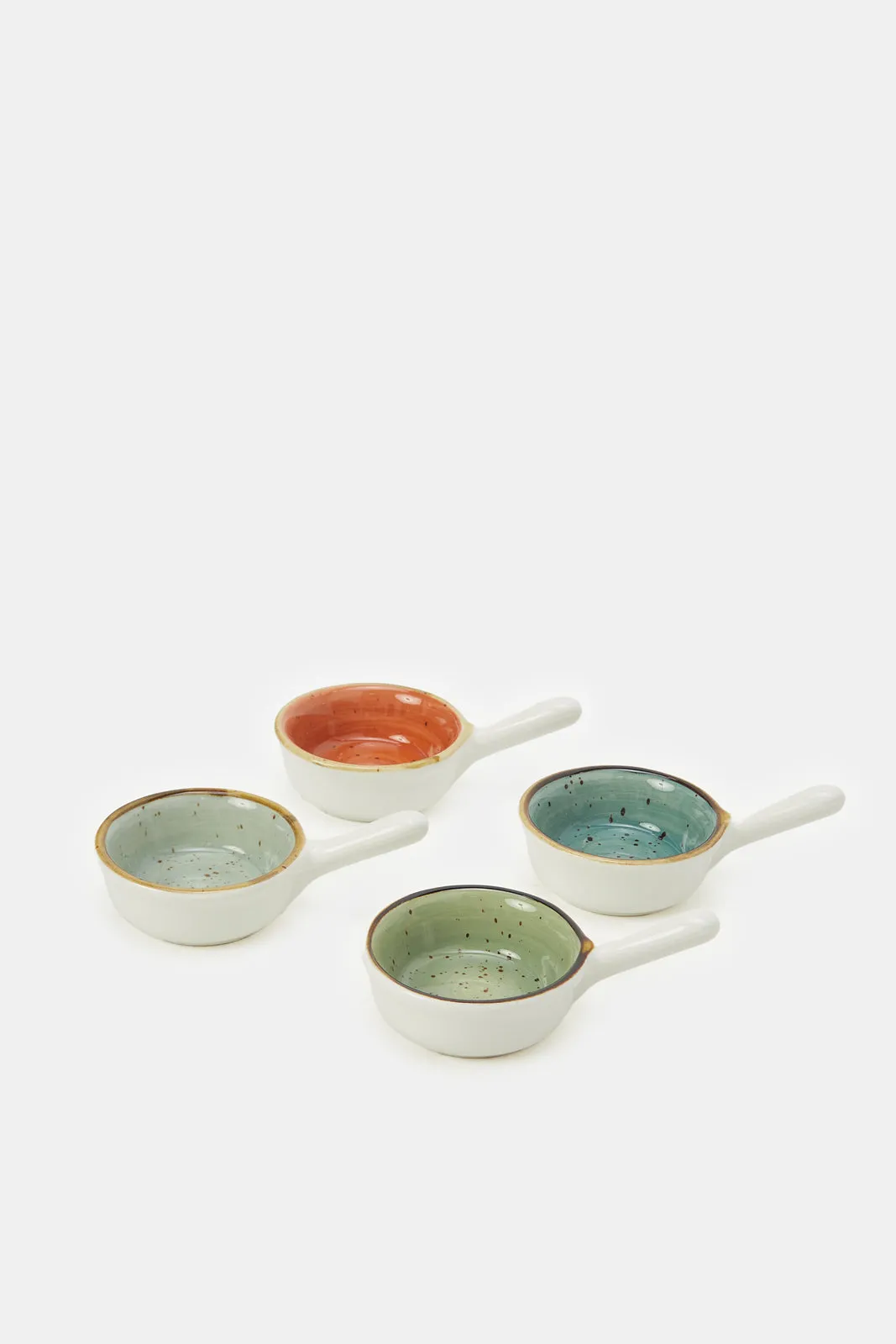 Assorted Round Shape Small Bowl Set With Handle (4 Piece)