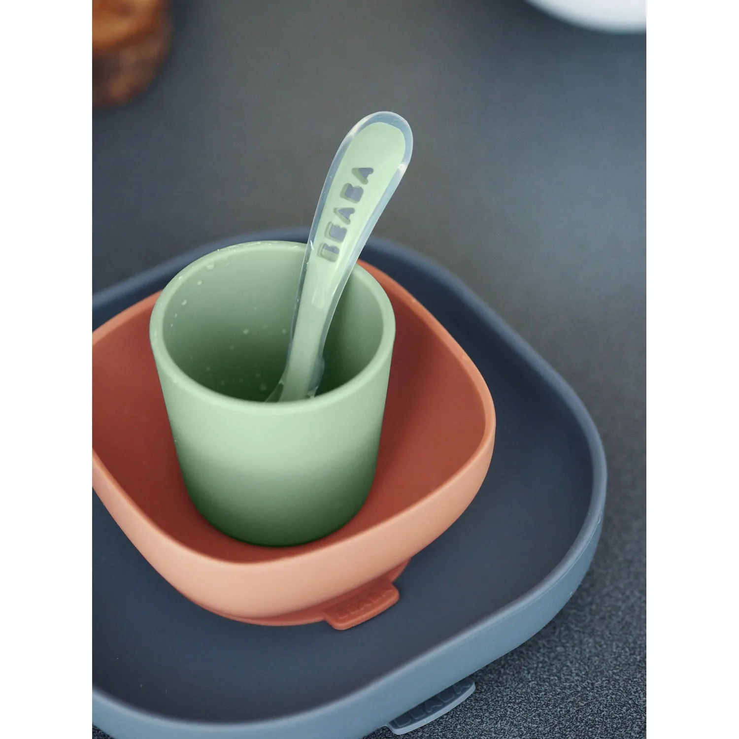 Beaba Silicone Suction Meal Set - Grey