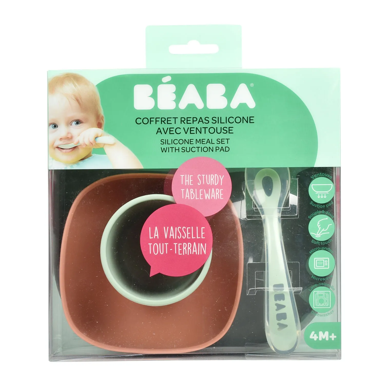 Beaba Silicone Suction Meal Set - Grey