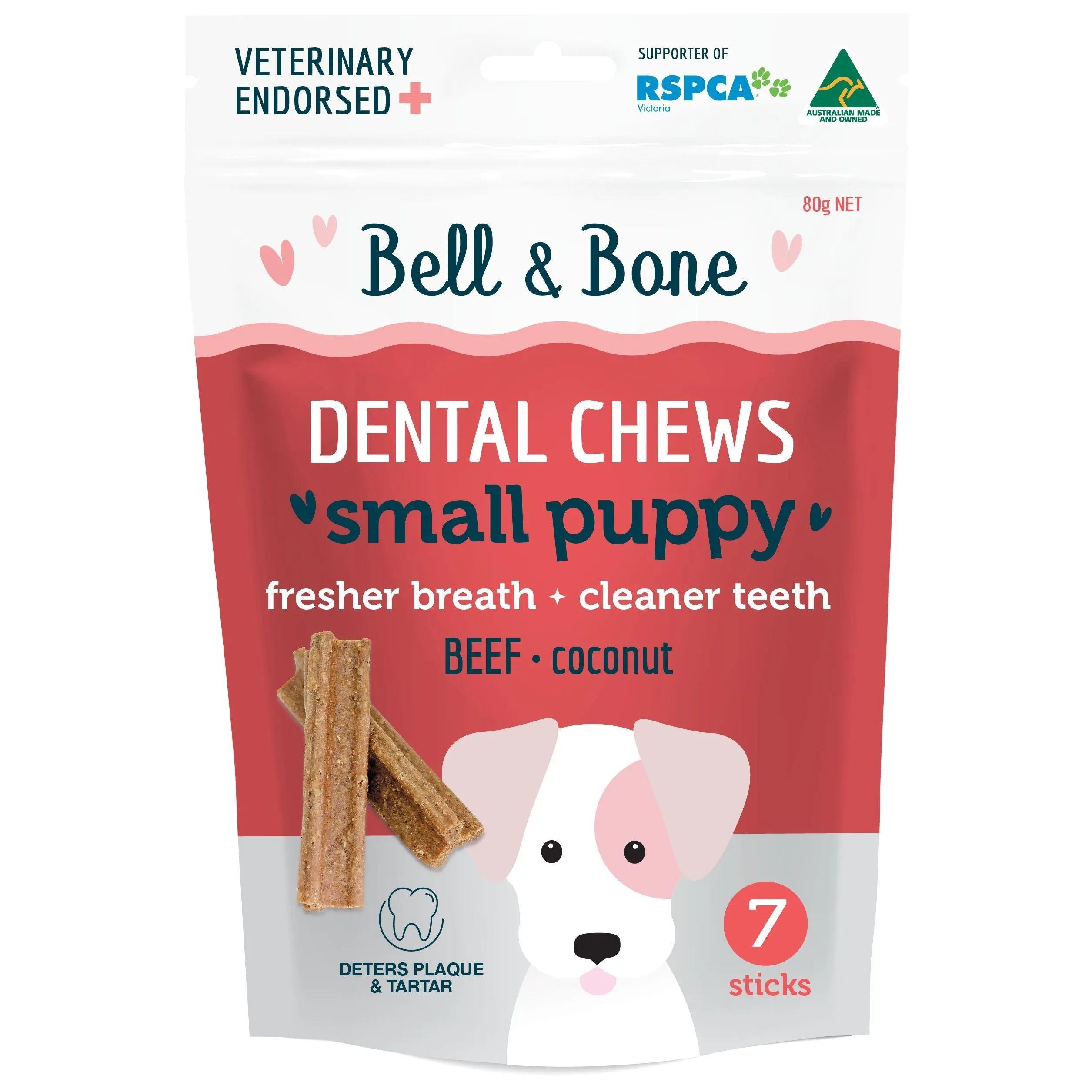 Bell and Bone Dental Sticks Beef for Small Puppies 80g