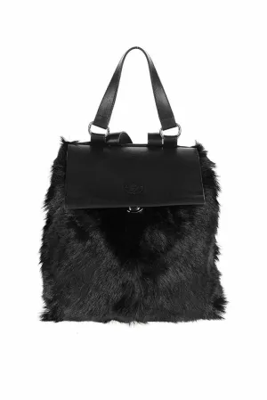 Black Shearling Backpack