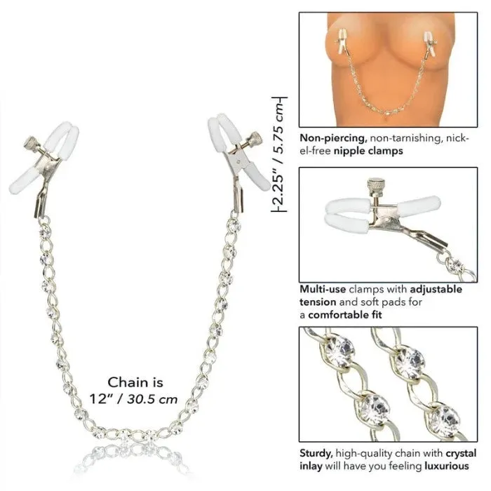 CalExotics ''Crystal'' Chain Nipple Clamps -White