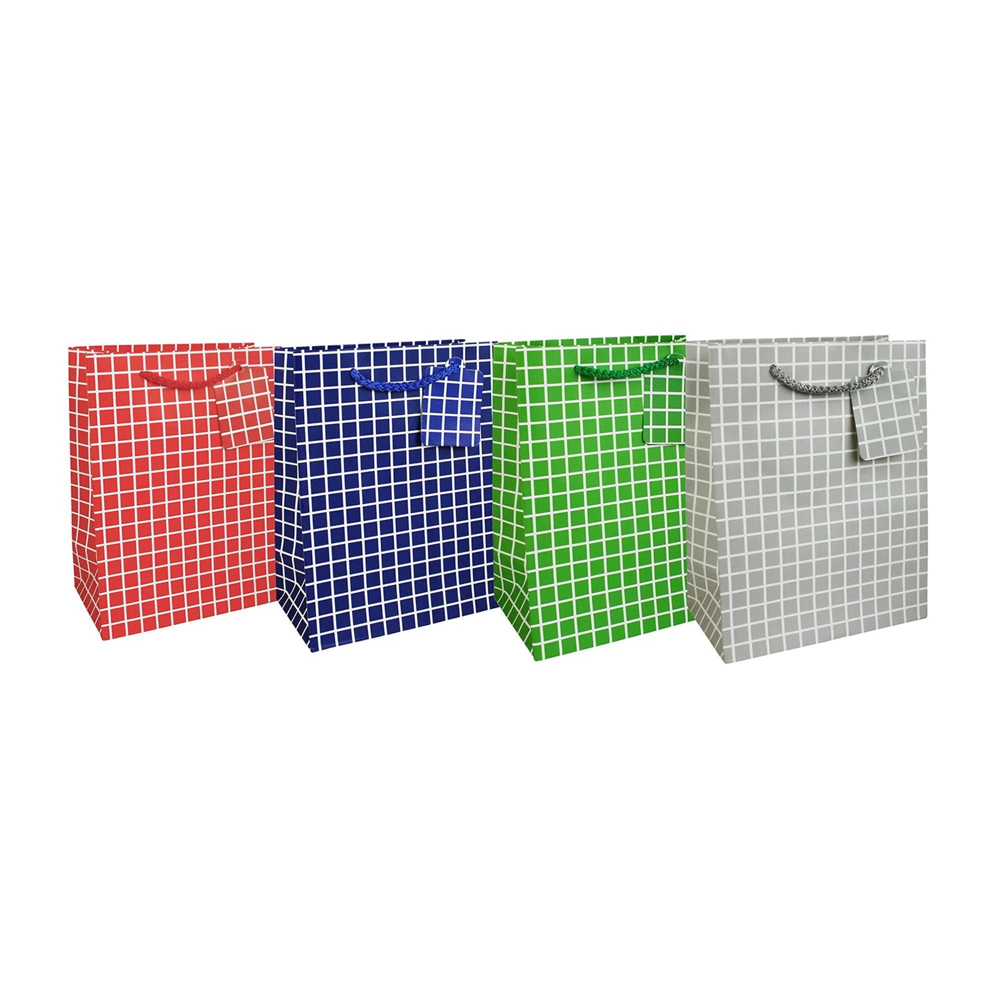 Chic Grid/Checks-Pattern Gift Bags - Set Of 4 (Sizes Available)