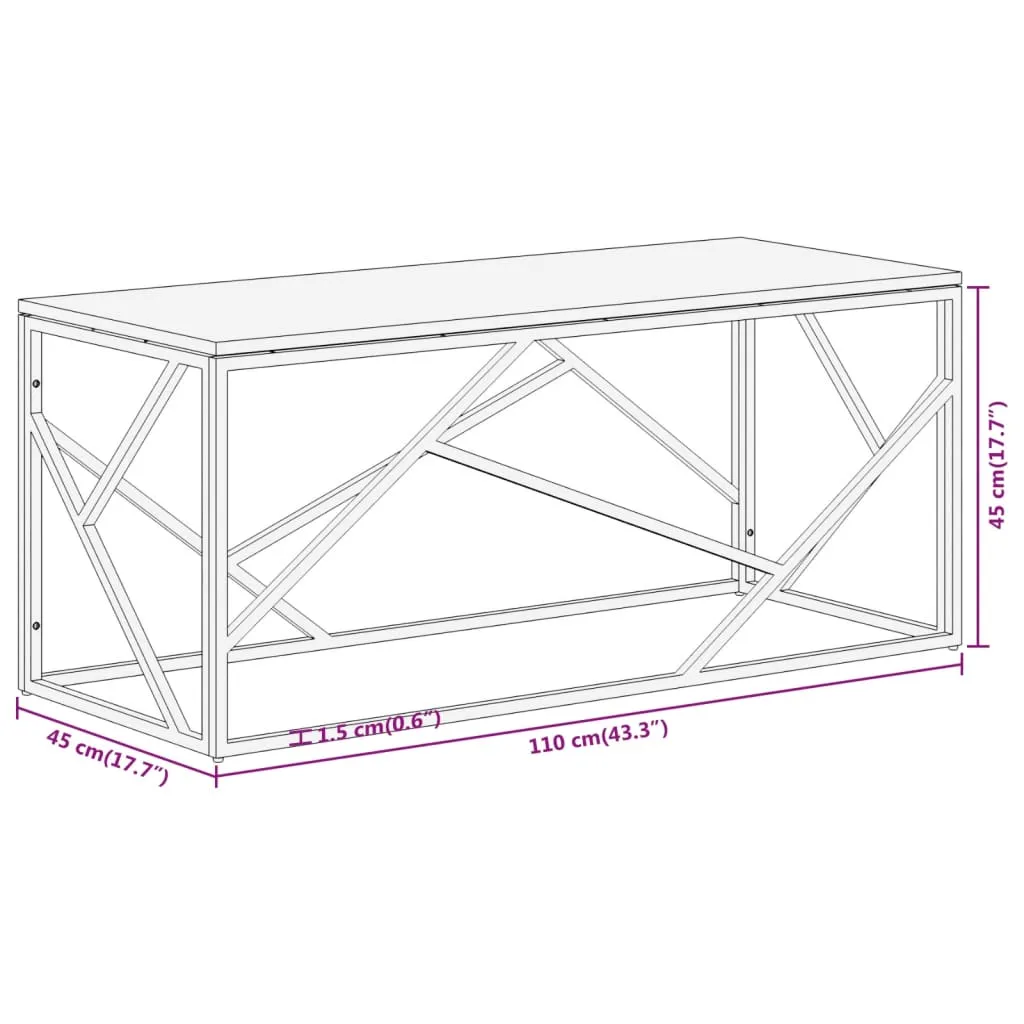 Coffee Table Silver Stainless Steel and Solid Sleeper Wood