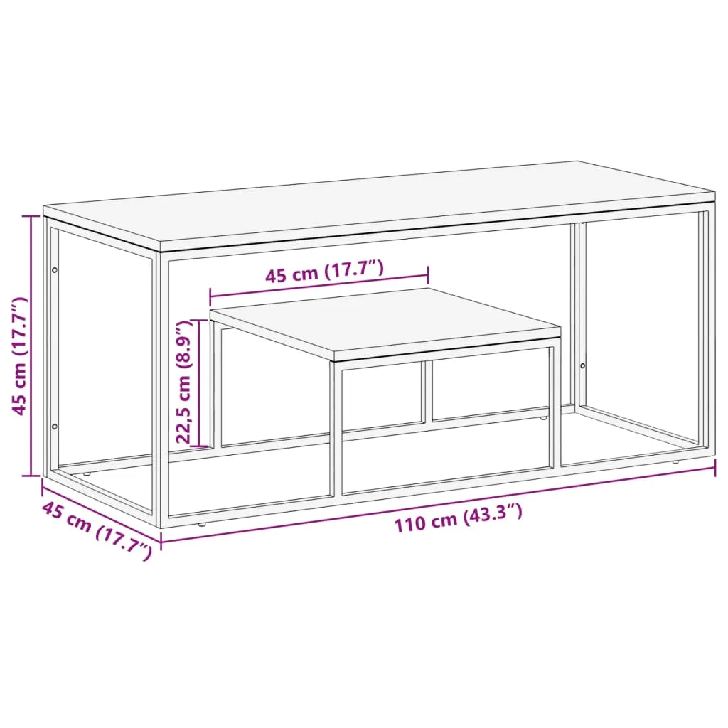 Coffee Table Silver Stainless Steel and Solid Wood Sleeper