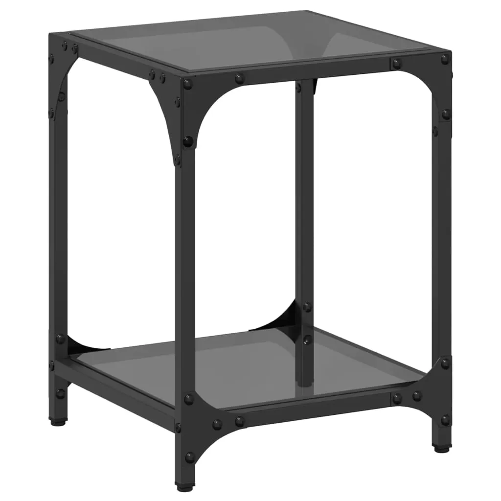 Coffee Table with Black Glass Top 30x30x40 cm Steel