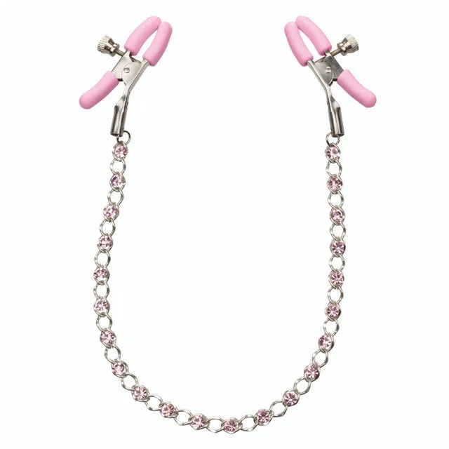 Crystal Chain Nipple Clamps (Pink)