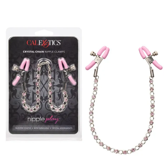 Crystal Chain Nipple Clamps (Pink)