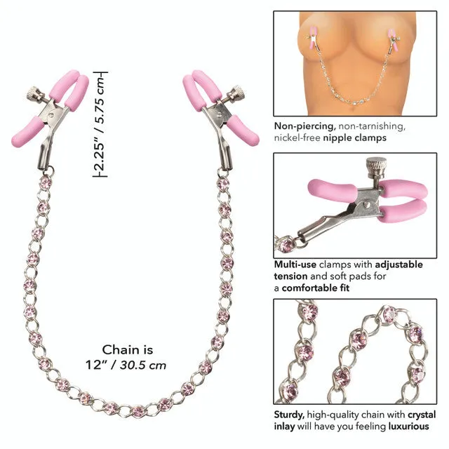 Crystal Chain Nipple Clamps (Pink)