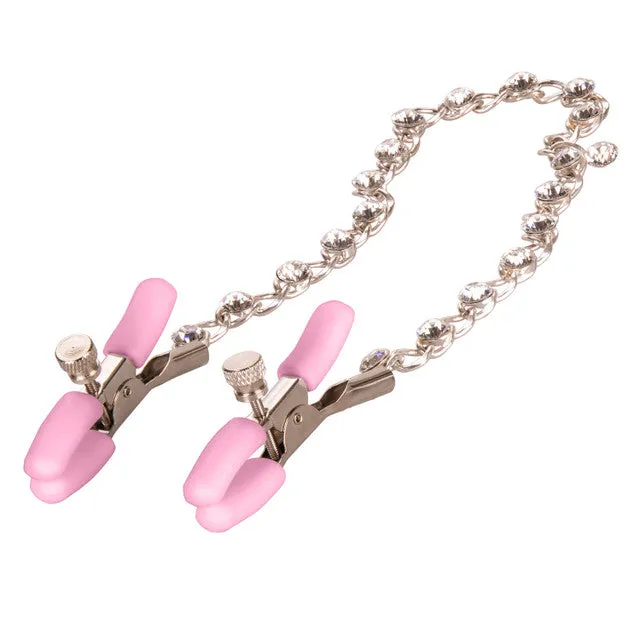 Crystal Chain Nipple Clamps (Pink)