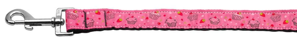 Cupcakes Nylon Ribbon Leash Bright Pink 1 inch wide 4ft Long