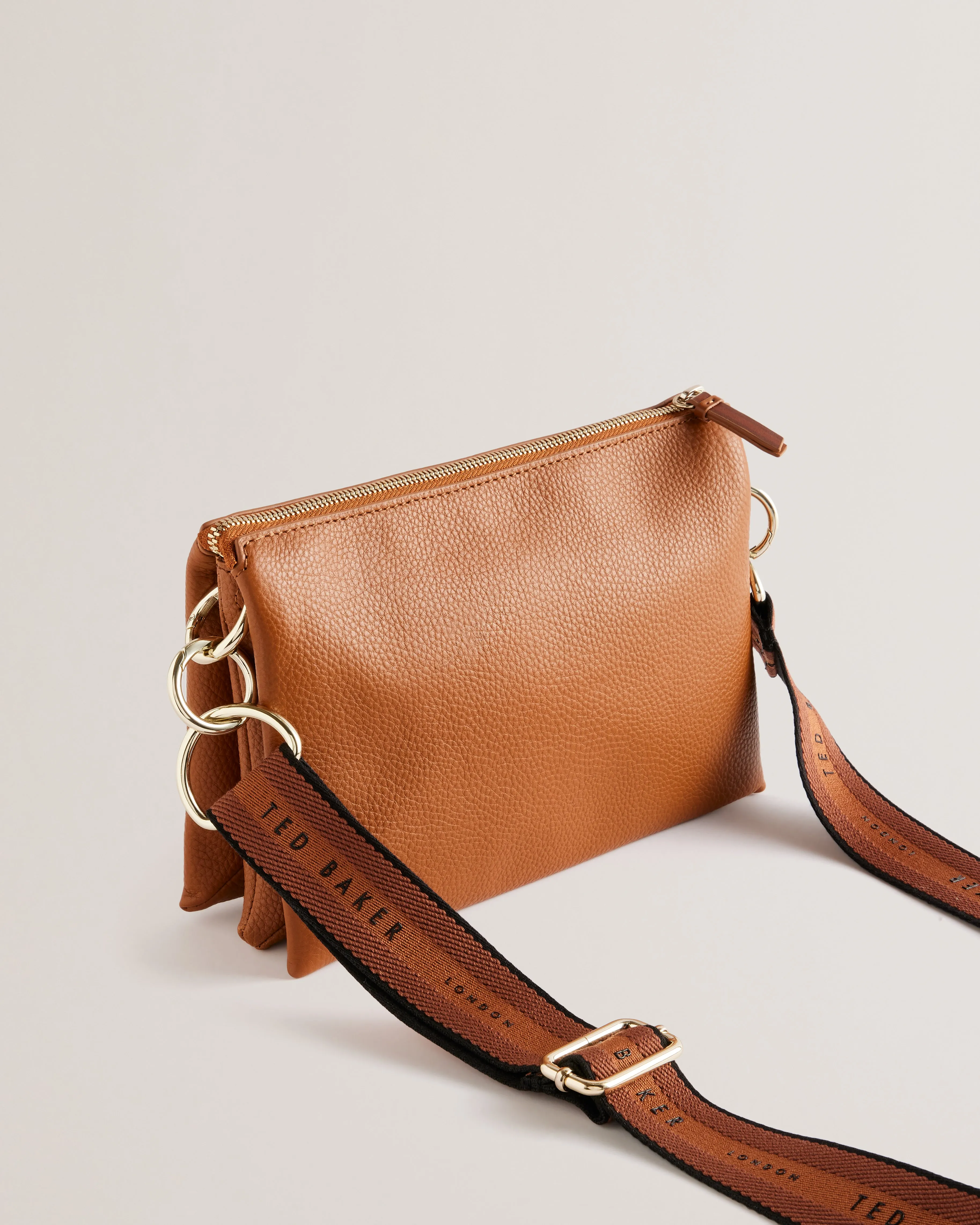 Darceyy Branded Webbing Leather Crossbody Bag Brn-Choc