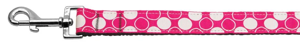 Diagonal Dots Nylon Collar  Bright Pink 1 wide 4ft Lsh