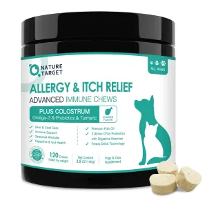 Dogs & Cats Allergy Relief Freeze Dried Chews, with Probiotics, Colostrum for Immune Health