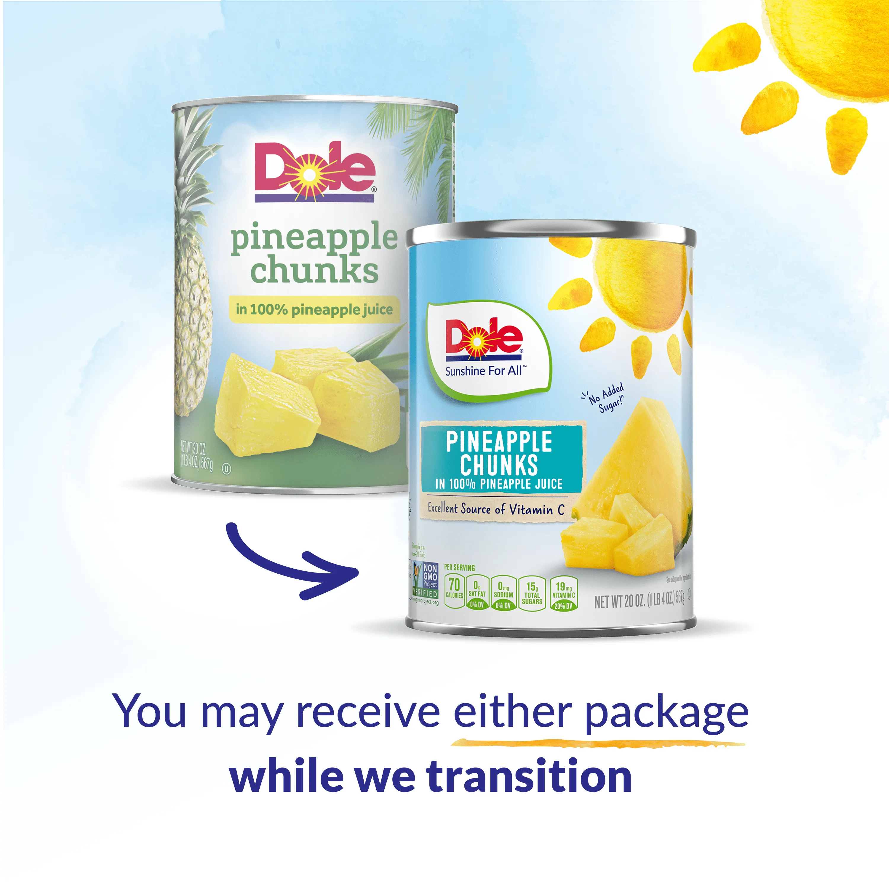 Dole Pineapple Chunks in 100% Pineapple Juice, 20 oz Can