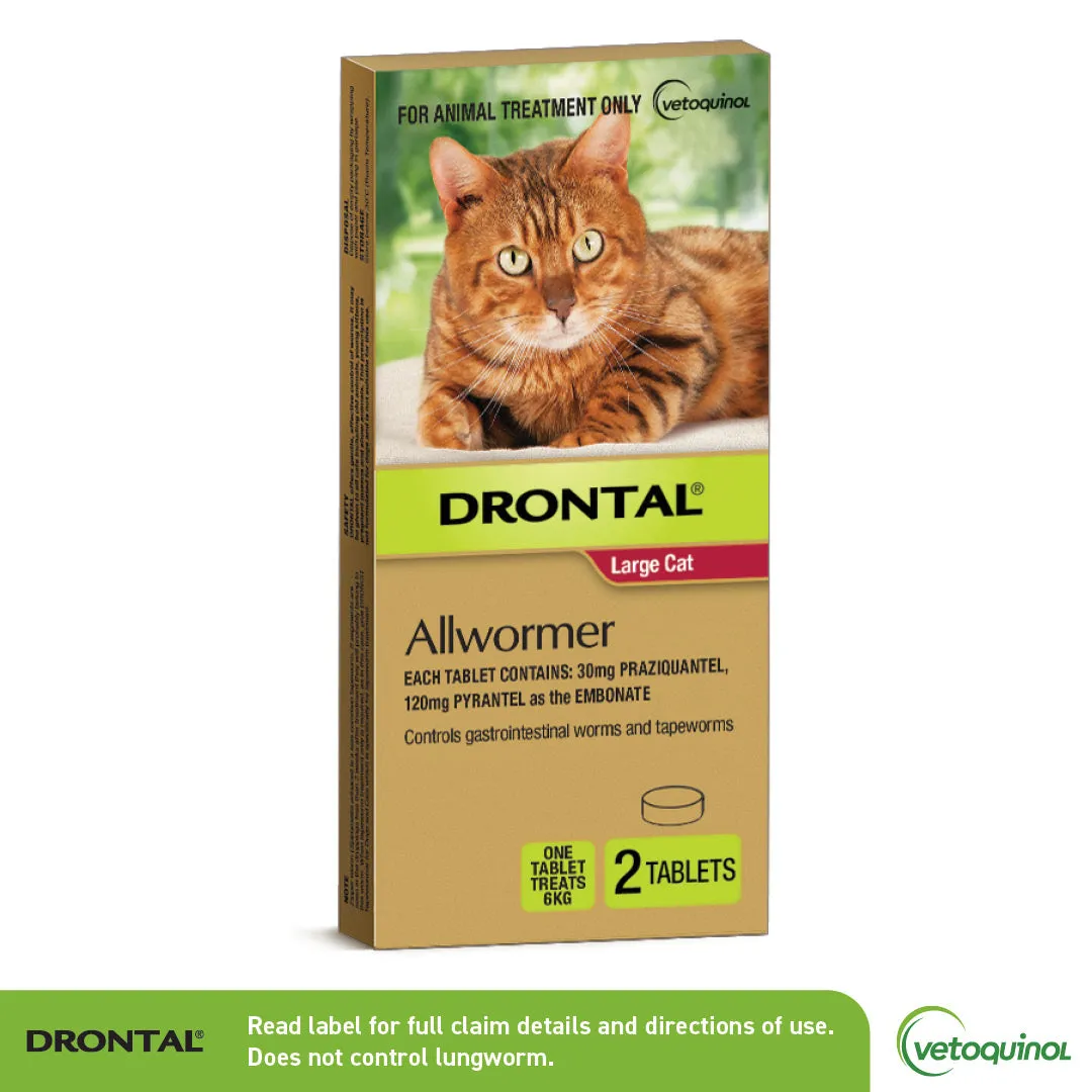 Drontal All Wormer Large Cat Tablets 6Kg 2 Pack