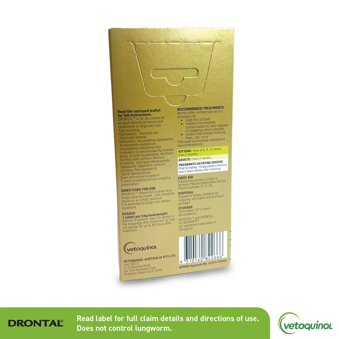 Drontal All Wormer Large Cat Tablets 6Kg 2 Pack