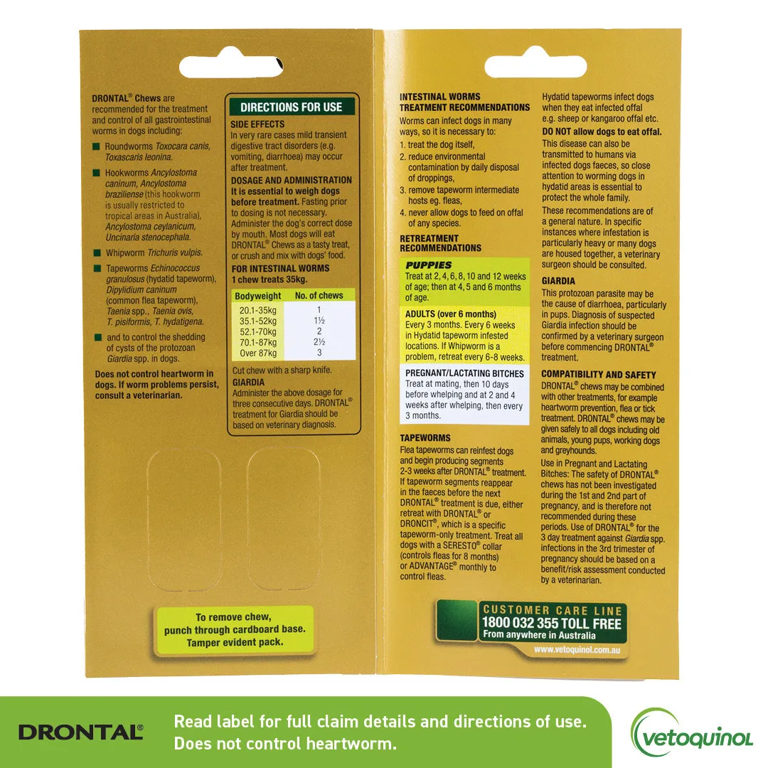 Drontal All Wormer Large Dog Chews 35Kg 2 Pack