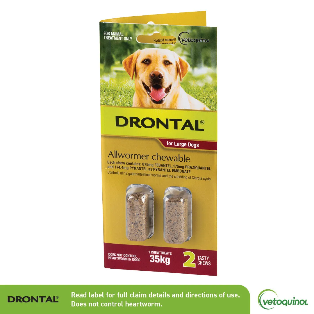 Drontal All Wormer Large Dog Chews 35Kg 2 Pack