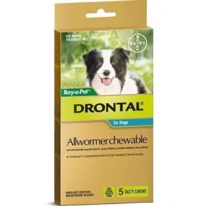 Drontal Allwormer Chewables for Medium Dogs 3-10kg 5 Pack