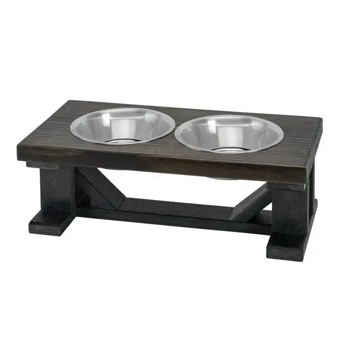 Elevated Dog Bowl, 2 Bowl Classic Farmhouse, Black Bases