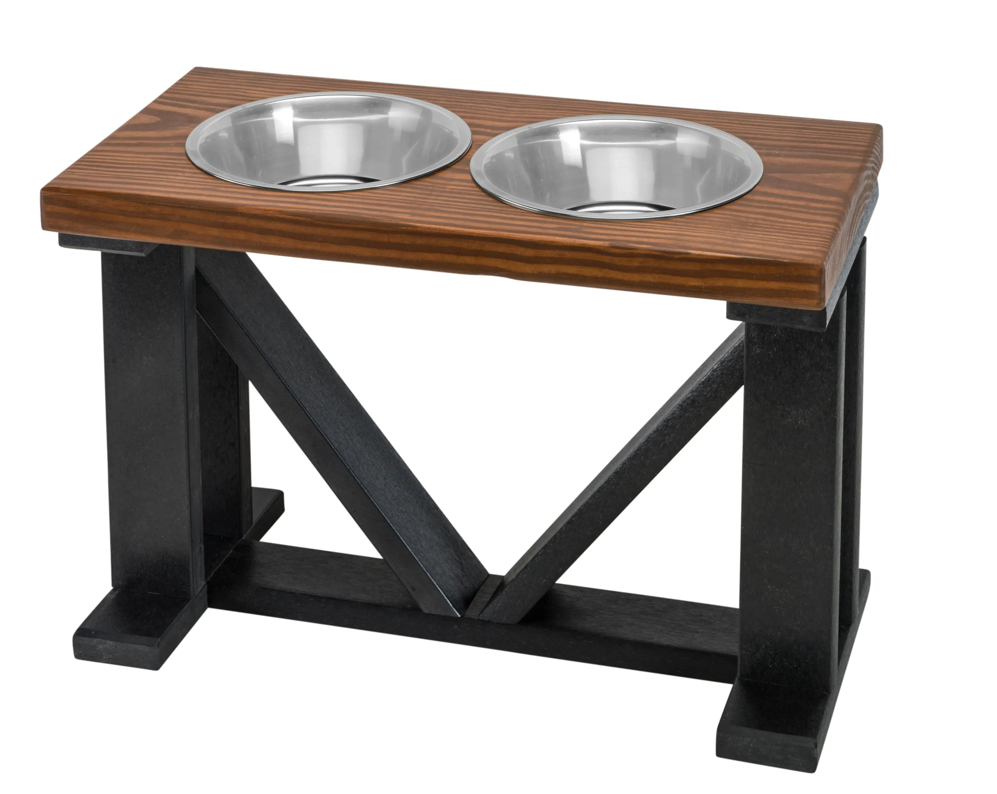 Elevated Dog Bowl, 2 Bowl Classic Farmhouse, Black Bases