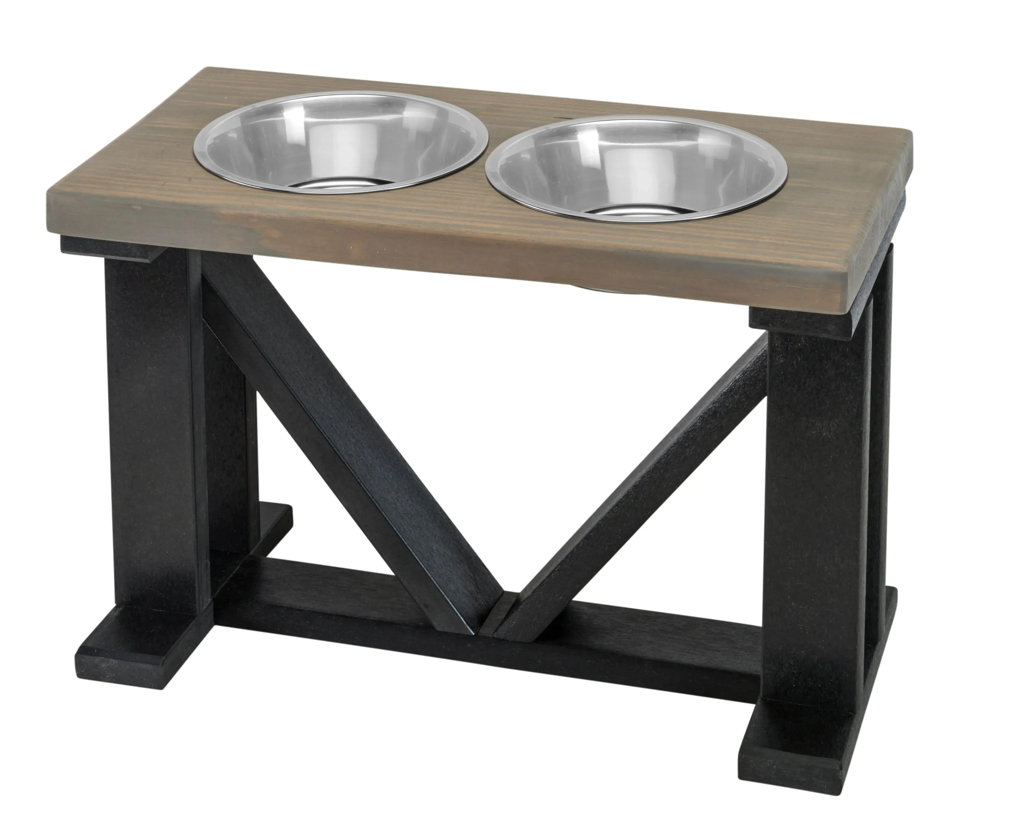 Elevated Dog Bowl, 2 Bowl Classic Farmhouse, Black Bases