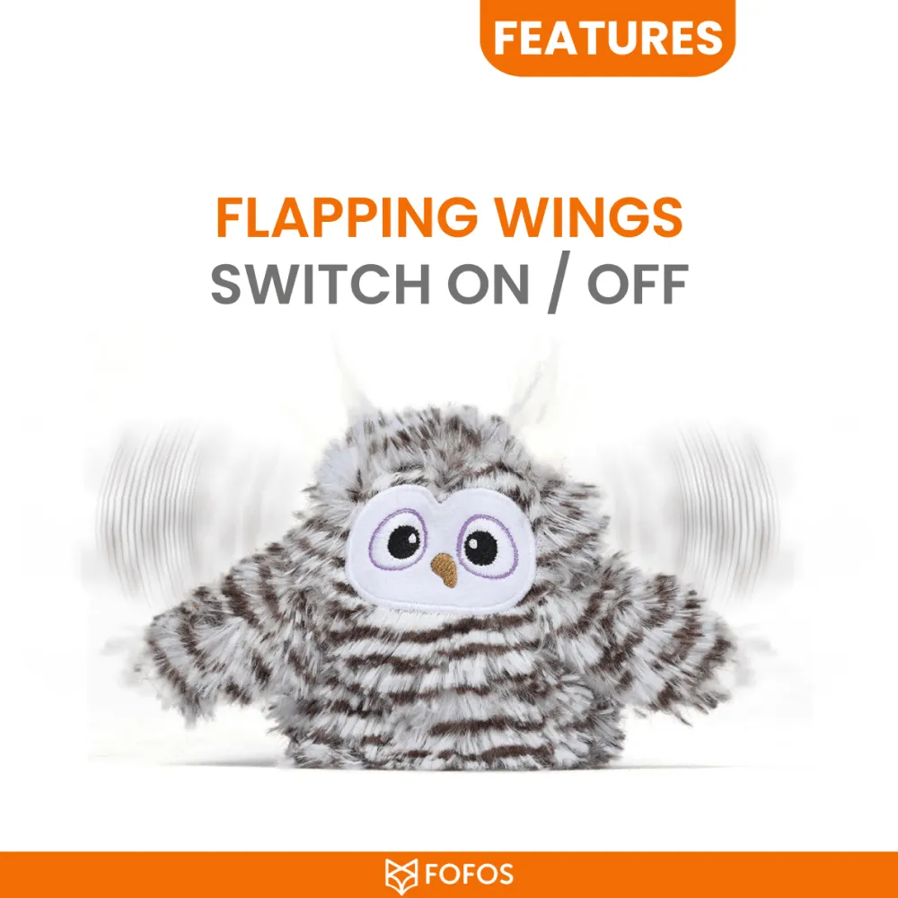 Fofos Flapping Owl Chirping Interactive Toy for Cats (Brown)