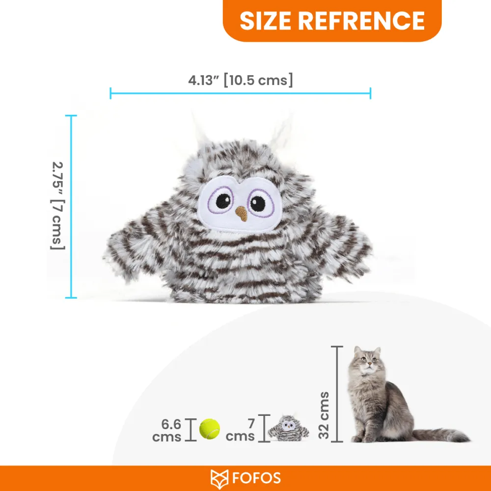 Fofos Flapping Owl Chirping Interactive Toy for Cats (Brown)