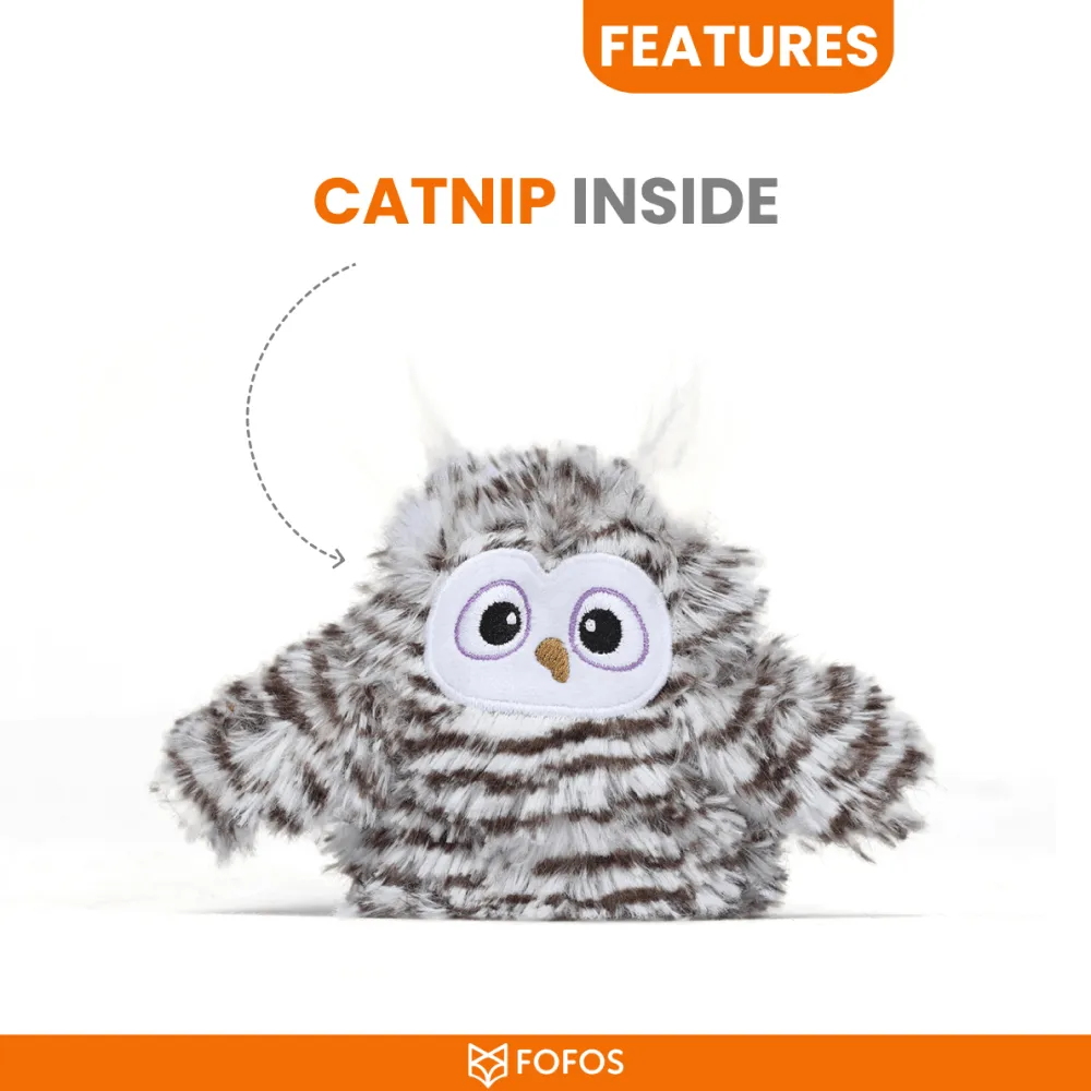 Fofos Flapping Owl Chirping Interactive Toy for Cats (Brown)