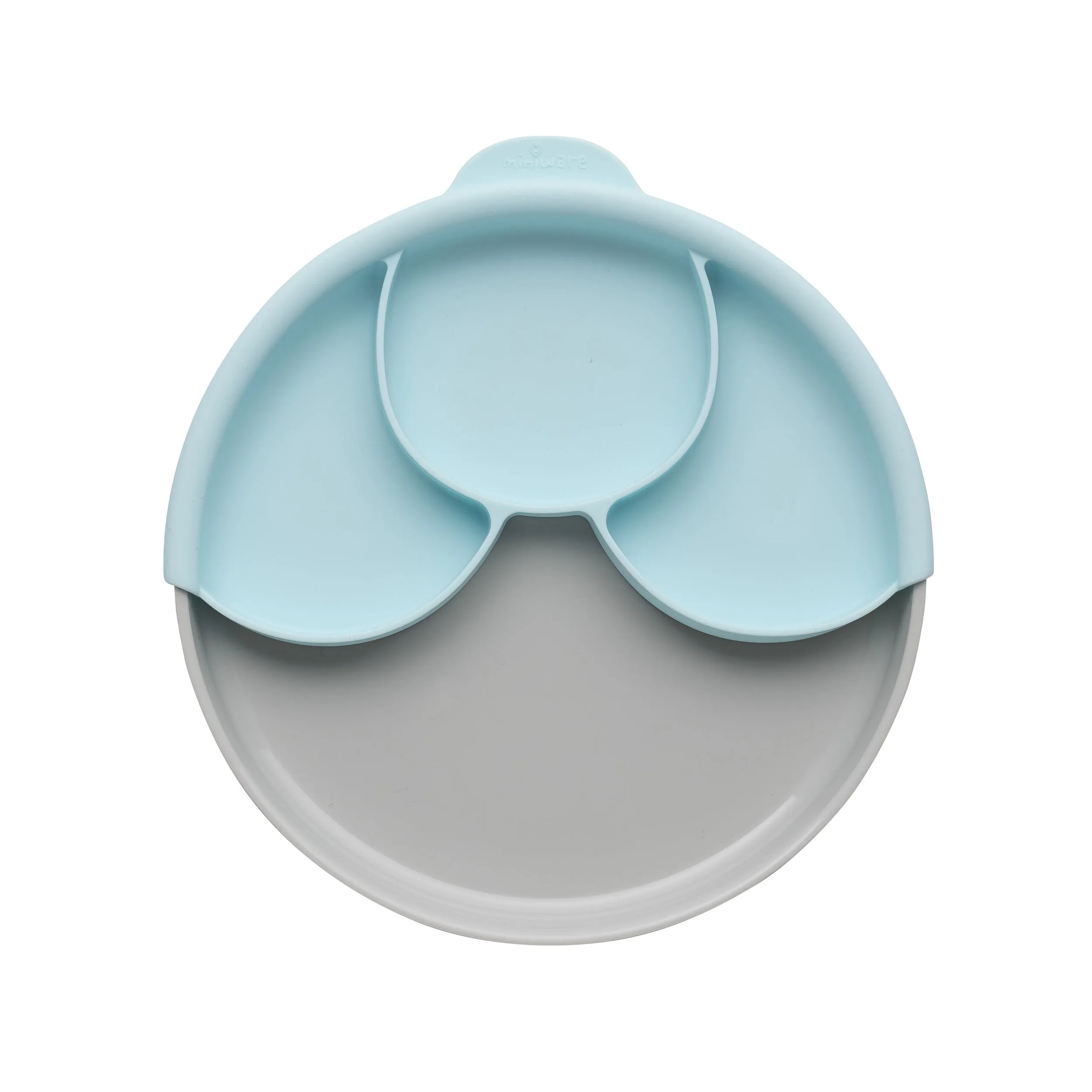 Healthy Meal Suction Plate with Dividers Set Grey/Aqua