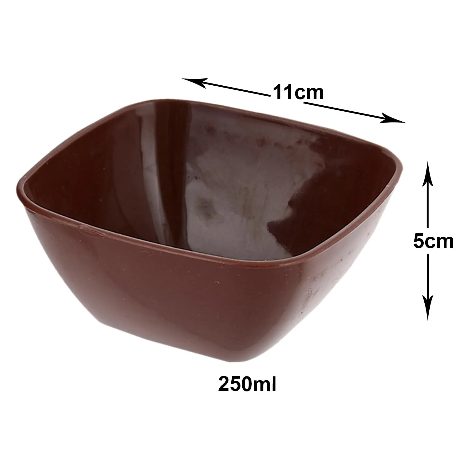 Heart Home Bowls|Plastic Serving Square Bowls|Katori for Kitchen|Microwave Safe Bowls for Rice|Soup|Pasta|250 ML|Pack of 12 (Brown)