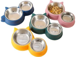 Home-style cat-shaped stainless steel dog bowl