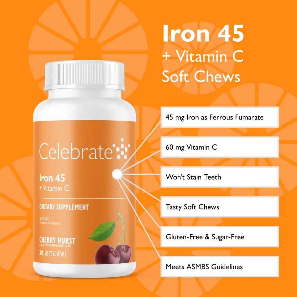 Iron 45 mg    Vitamin C Soft Chews, Cherry Burst