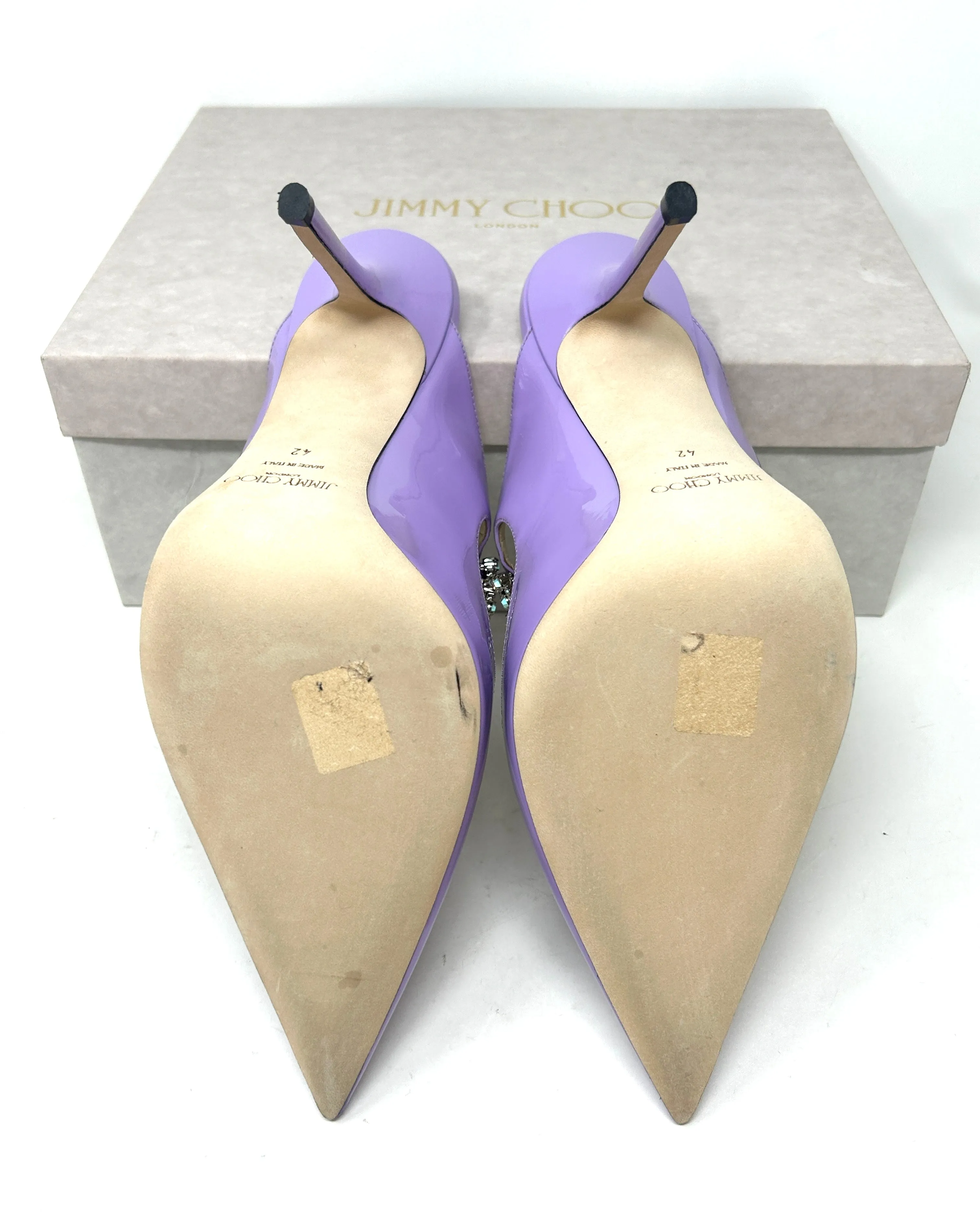 Jimmy Choo Bing 100 Wisteria Aurora Lilac Patent Leather Heels 42 UK 9