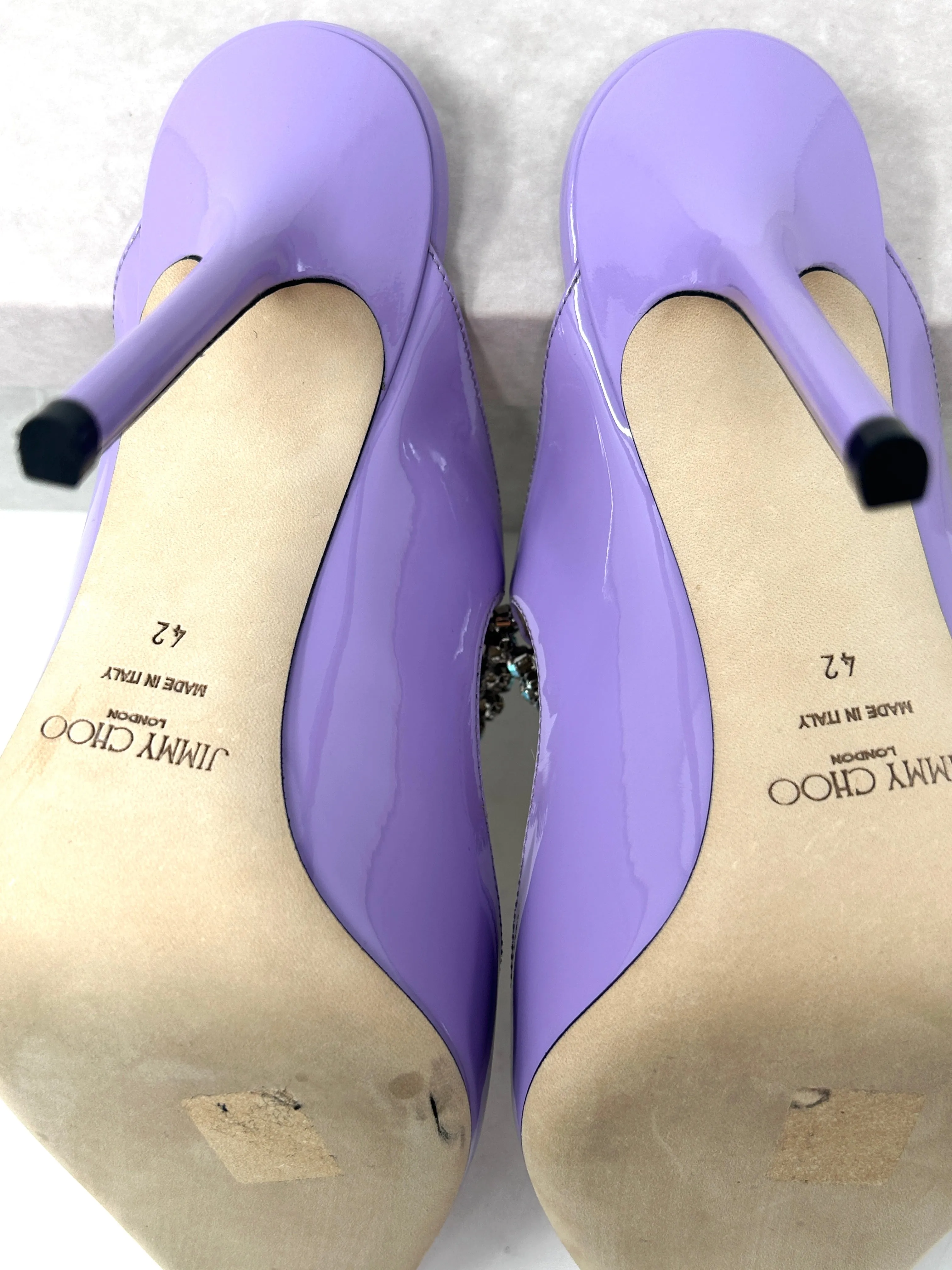 Jimmy Choo Bing 100 Wisteria Aurora Lilac Patent Leather Heels 42 UK 9