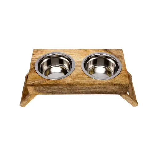 JoJo Modern Pets Eco-Friendly Elevated Dog Wood Feeder in Natural Wood Finish