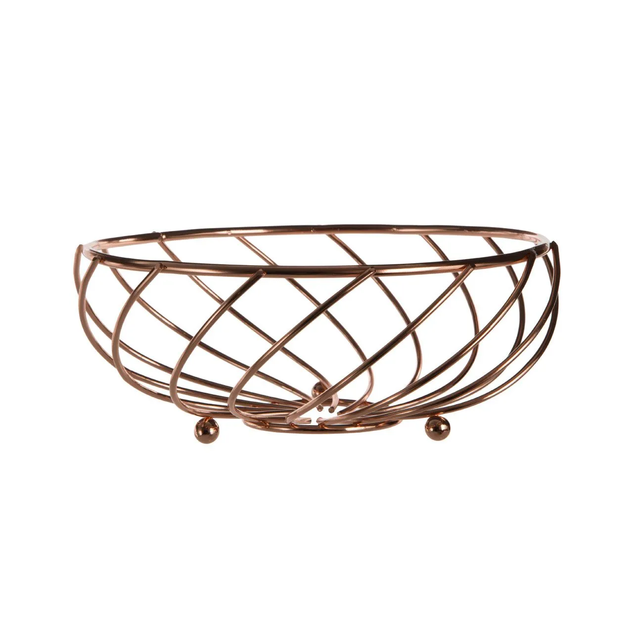 Kitchen Essentials Rose Gold Metal Rounded Fruit Basket