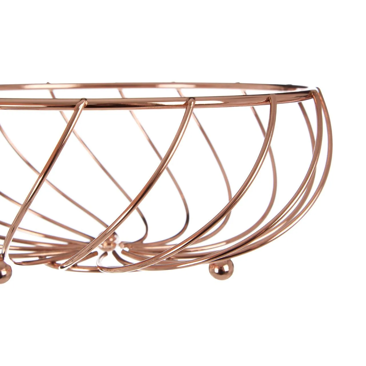 Kitchen Essentials Rose Gold Metal Rounded Fruit Basket