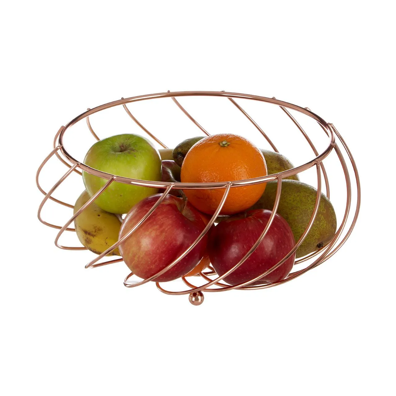 Kitchen Essentials Rose Gold Metal Rounded Fruit Basket