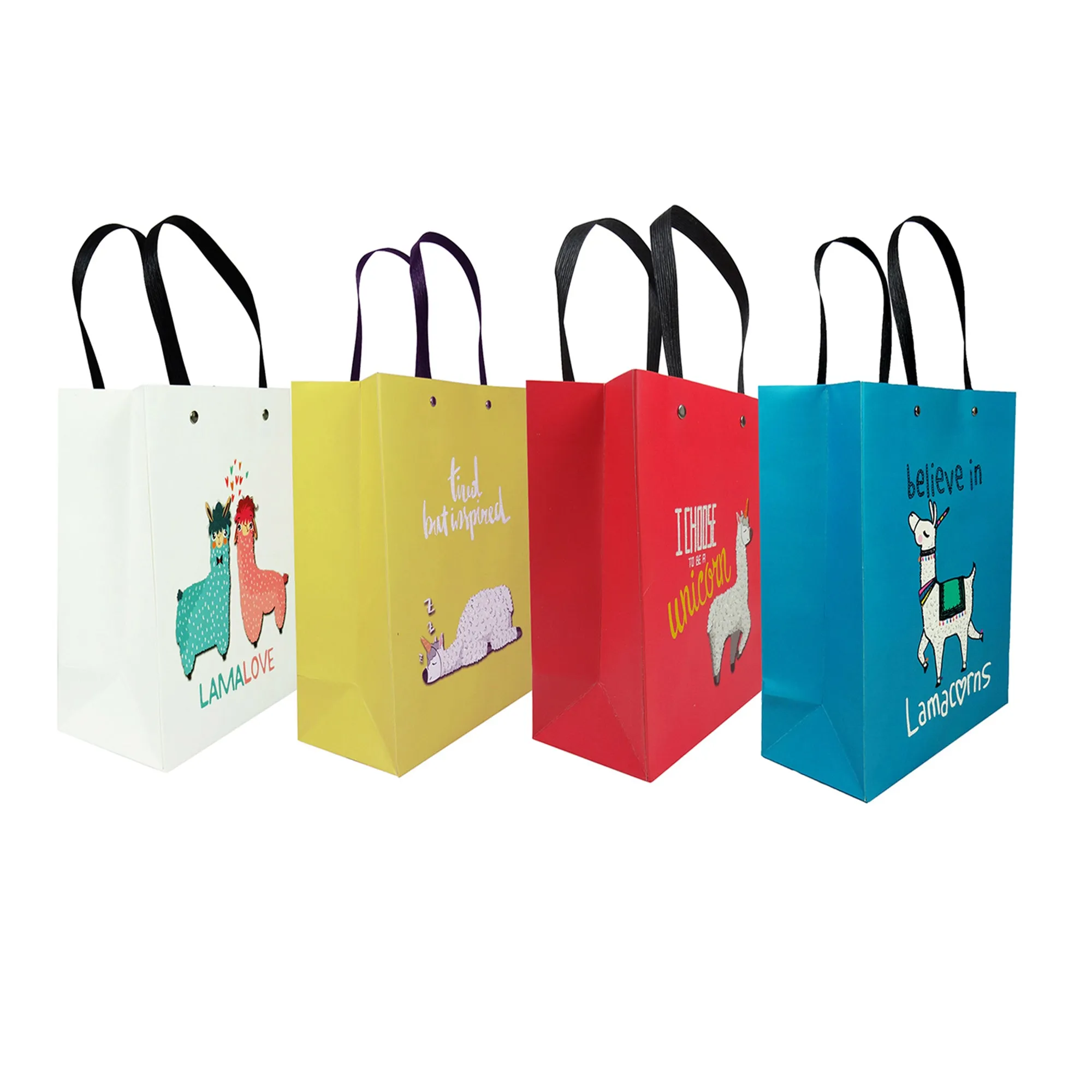 Luxury Llama Print Gift Bags - Set Of 4 Assorted Colours (Sizes Available)