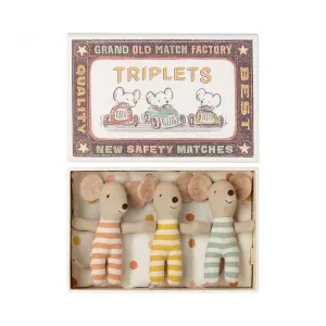 Maileg Triplets, Baby Mice in Matchbox