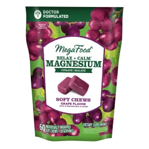 MegaFood Magnesium Relax   Calm Soft Chews Grape 60ct