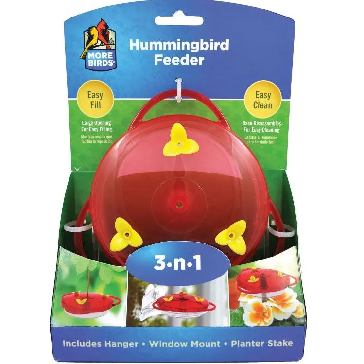 More Birds 3-in-1 Hummingbird Feeder 6 oz.