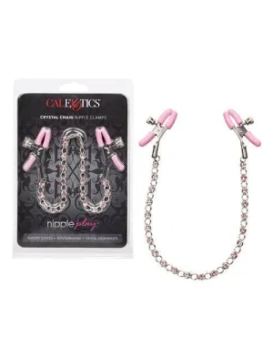 Nipple Play Crystal Chain Nipple Clamps - Pink