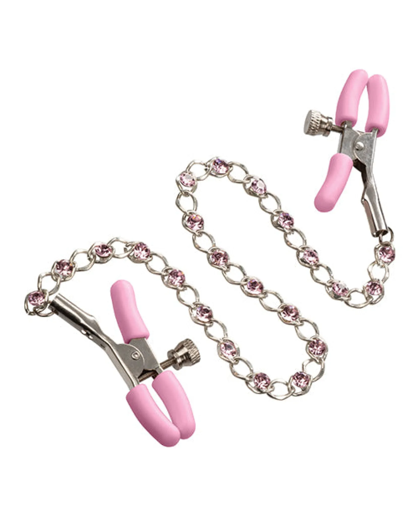 Nipple Play Crystal Chain Nipple Clamps - Pink