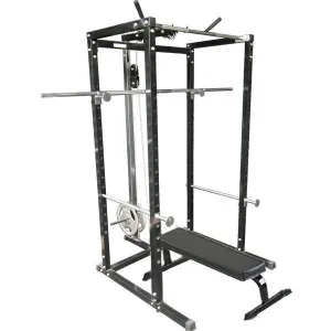 Package Deal 5 - PR1004 Power Rack with High Low Pulley, FD3 Flat Bench and 100kg Barbell Dumbbell Set (Package price)